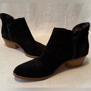 Garnet Hill Alessandra Italian Suede Ankle Boots Booties Black Size 10